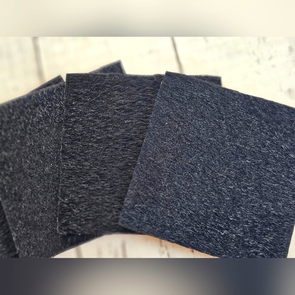 Handmade 4x4 Western Wood Black Faux Cow Hyde Fur Coasters Set of 4 - Picture 3 of 4